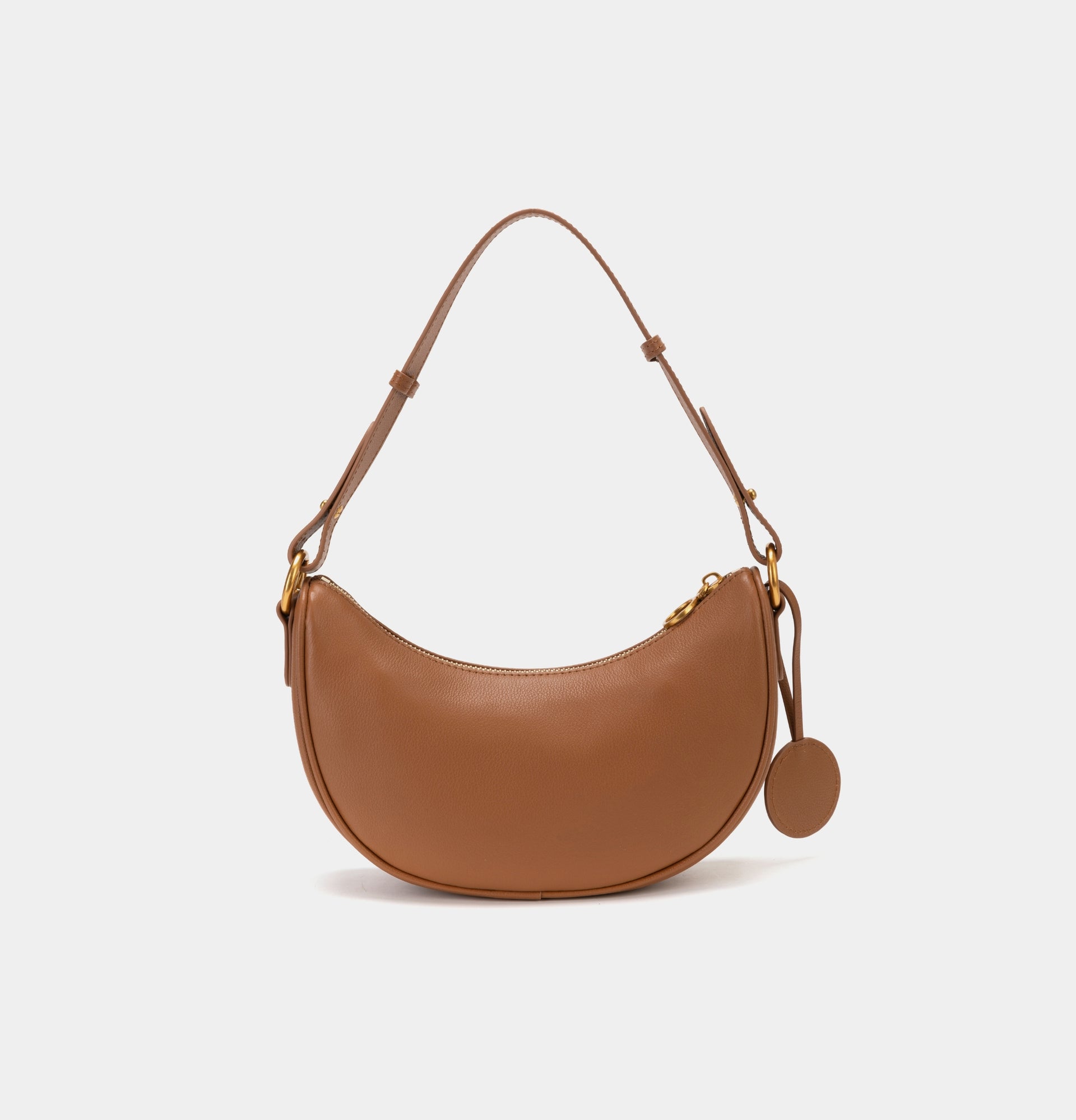 Mooni Crescent Shaped Leather Bag - Black