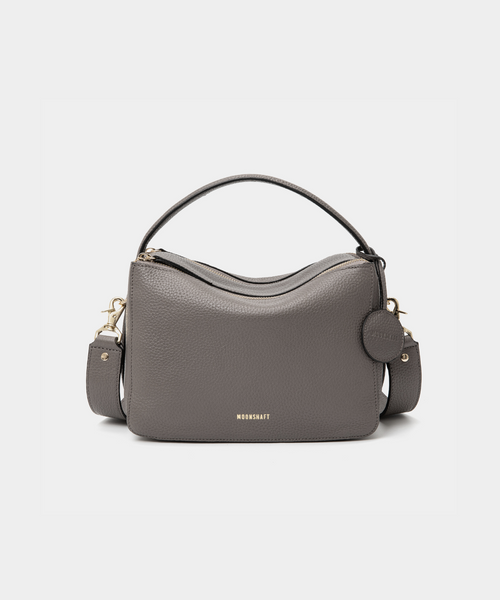 Grey leather bag best sale